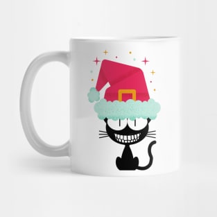 Christmas black cat smiling Mug